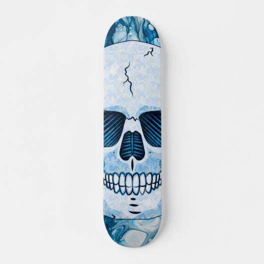 Cool Blue Skull Persoonlijk Skateboard (Voorkant)