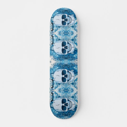 Cool Blue Skull Persoonlijk Skateboard (Voorkant)