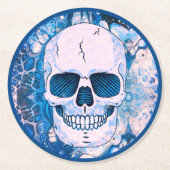 Cool Blue Skull Ronde Kartonnen Onderzetter (Voorkant)