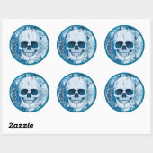 Cool Blue Skull Ronde Sticker (Vel)