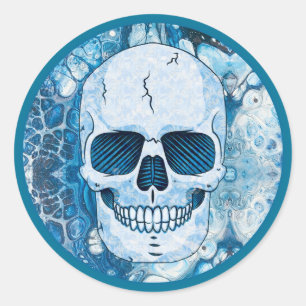 Cool Blue Skull Ronde Sticker