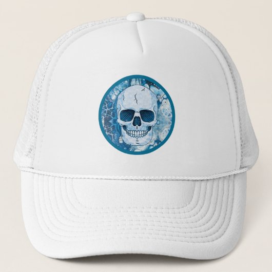 Cool Blue Skull Trucker Pet (Voorkant)