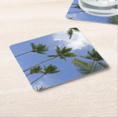 Cool Blue Sky en palmbomen Kartonnen Onderzetters (Schuin)