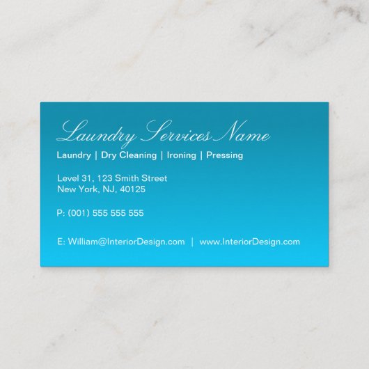 Cool Blue Sky Laundry Services Visitekaartje (Achterkant)