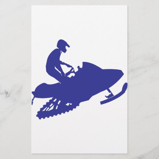 Cool Blue Snowmobiler Briefpapier (Voorkant)