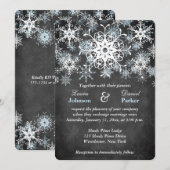 Cool Blue Snowy Chalkboard Style Wedding Invite Kaart (Voorkant / Achterkant)