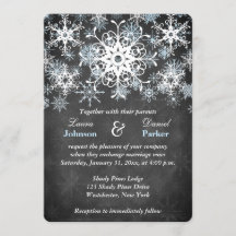 Cool Blue Snowy Chalkboard Style Wedding Invite