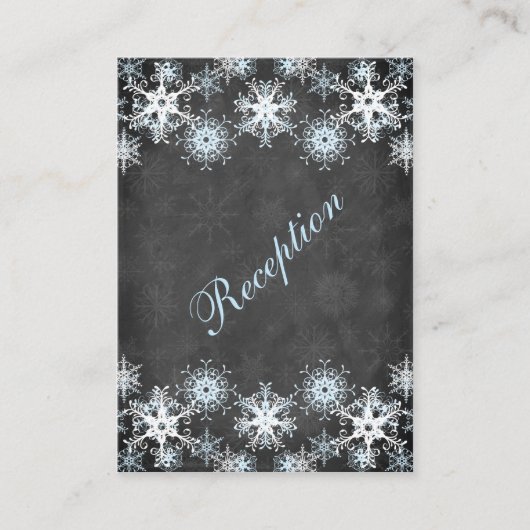 Cool Blue Snowy Chalkboard Wedding Enclosure Kaart (Voorkant)