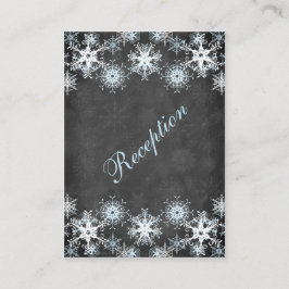 Cool Blue Snowy Chalkboard Wedding Enclosure Kaart