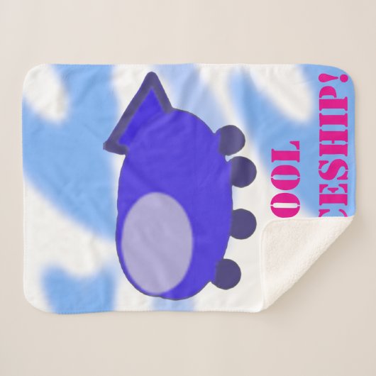 Cool Blue Spaceship Fleece Deken (Voorkant (horizontaal))