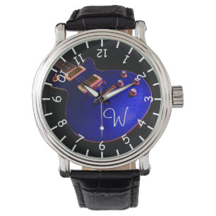 Cool Blue Sparkle elektrische rockgitaar voor muzi Horloge