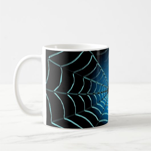 Cool Blue Spider Web Koffiemok (Links)