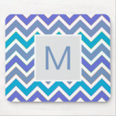 Cool Blue Sporty Chevron Pattern Monogram Muismat (Voorkant)