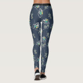 Cool Blue Spring bloemmotief Leggings (Achterkant)