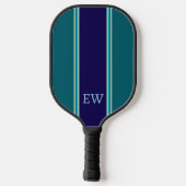 Cool Blue Stripes Custom Monogram Pickleball Paddle (Achterkant)