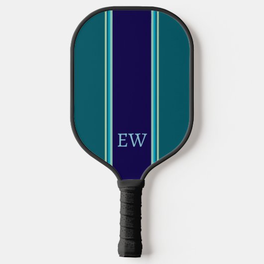 Cool Blue Stripes Custom Monogram Pickleball Paddle (Achterkant)