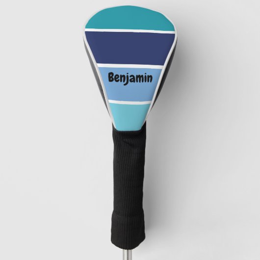 Cool Blue Stripes Name Golfheadcover (Voorkant)