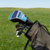 Cool Blue Stripes Name Golfheadcover (Insitu)