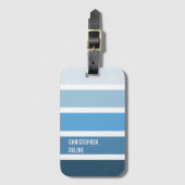 Cool Blue Stripes Reizen Bagagelabel (Voorkant (verticaal))