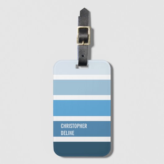 Cool Blue Stripes Reizen Bagagelabel (Voorkant (verticaal))