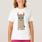 Cool Blue Sunglazen Llama T-shirt (Voorkant)