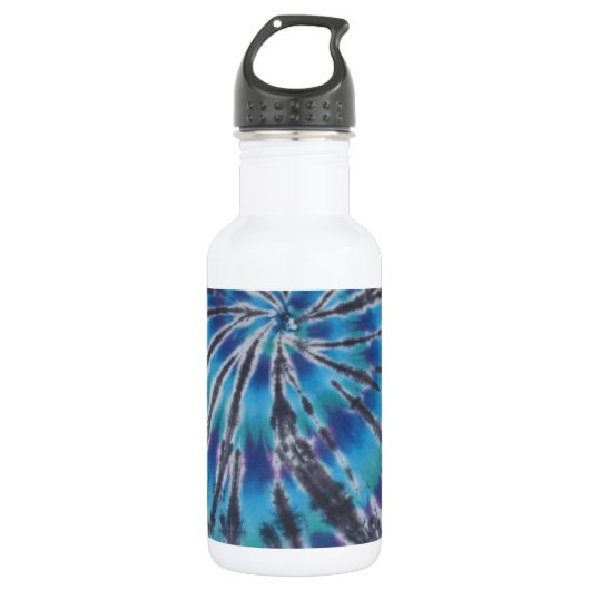 Cool Blue Swirl Spiral Tie Dye Waterfles (Voorkant)