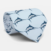 Cool Blue Swordfish Patroon Stropdas (Opgerold)