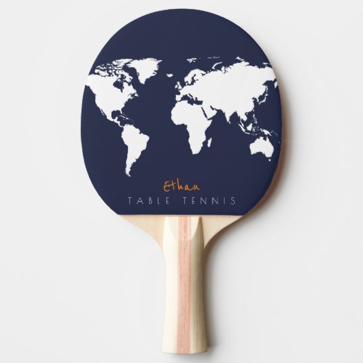 Cool Blue Table_Tennis Paddle met wereldkaart Tafeltennisbatje (Voorkant)