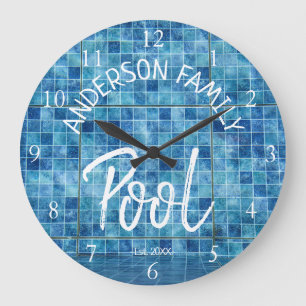 Cool Blue Tegel Swimming Pool Familienaam USTOM Grote Klok
