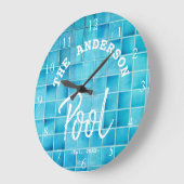Cool Blue Tegel Swimming Pool Family Name Custom Grote Klok (Hoek)
