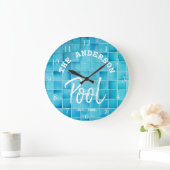 Cool Blue Tegel Swimming Pool Family Name Custom Grote Klok (Huis)