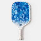 Cool Blue TieDye Batik Pattern Aangepaste tekst Pickleball Paddle (Achterkant)