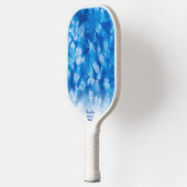 Cool Blue TieDye Batik Pattern Aangepaste tekst Pickleball Paddle (Links)