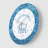 Cool Blue Tile Swimming Pool Family Name cUSTOM Grote Klok (Hoek)
