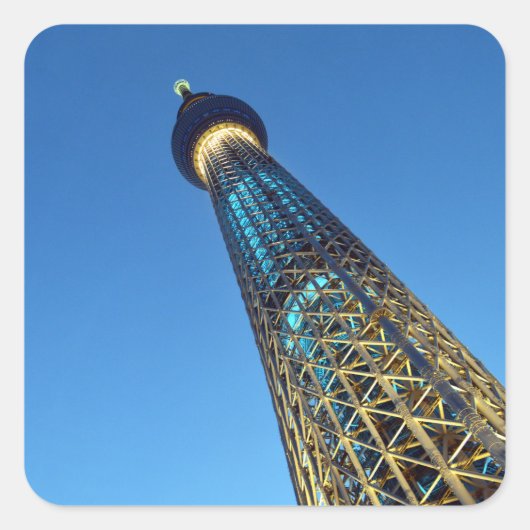 Cool Blue Tokyo Skytree: Japan Vierkante Sticker (Voorkant)