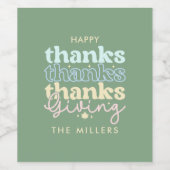 Cool blue Tones Retro Thanksgiving Typografie Wijn Etiket (Enkel label)