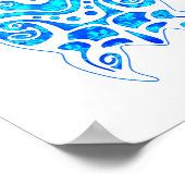 Cool Blue Tribal Turtle Poster (Hoek)