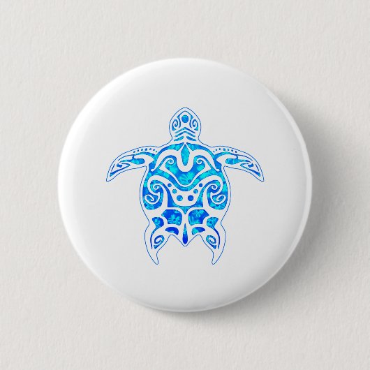 Cool Blue Tribal Turtle Ronde Button 5,7 Cm (Voorkant)