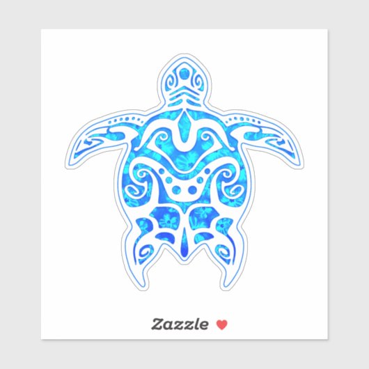 Cool Blue Tribal Turtle Sticker (Vel)