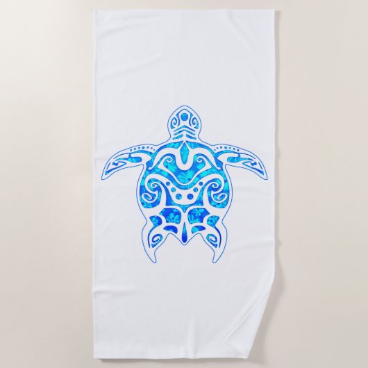 Cool Blue Tribal Turtle Strandlaken (Voorkant)