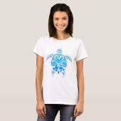 Cool Blue Tribal Turtle T-shirt (Voorkant volledig)