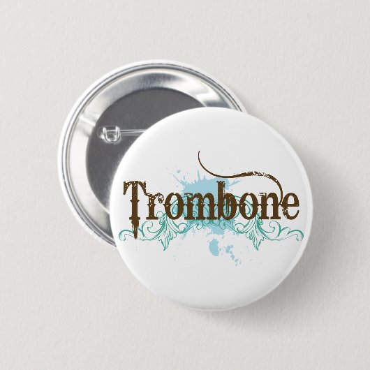 Cool Blue Trombone Button (Voorkant /achterkant)