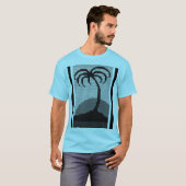 Cool Blue Tropics Palm Tree Artisan Crochet Print T-shirt (Voorkant volledig)