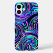 Cool Blue Turquoise Paars Pink Spiral Art Patroon Case-Mate iPhone Case (Achterkant)