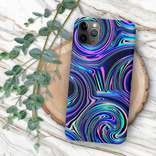 Cool Blue Turquoise Paars Pink Spiral Art Patroon iPhone Hoesje