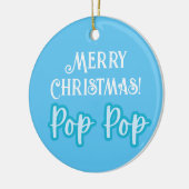 Cool Blue Typografie Merry Christmas Pop Pop Keramisch Ornament (Links)