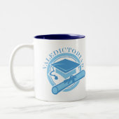 Cool Blue Valedictorian Afstuderen Gift Tweekleurige Koffiemok (Links)