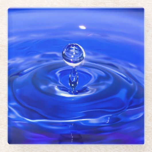 Cool Blue Water Droplet Glazen Onderzetter (Voorkant)