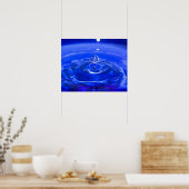 Cool Blue Water Droplet Poster (Keuken)