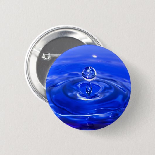 Cool Blue Water Droplet Ronde Button 5,7 Cm (Voorkant /achterkant)